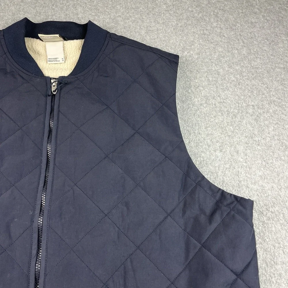 The North Face Quilted Vest Mens XL Cuchillo Sherpa Lined Insulated Jacket Blue